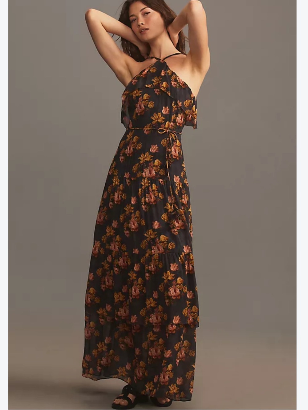 PAIGE Calypso floral tiered silk maxi dress